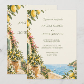 Amalfi-kust Positano Citroen Watercolor Trouw Kaart