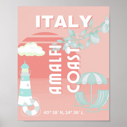Amalfi kust, Reiskunst, Pastel Poster (Voorkant)