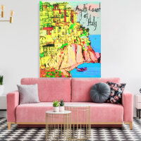 Amalfi-kust van Italië klif zijde pastel huizen ze