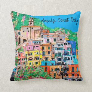 Amalfi-kust van Italië Traditionele Digitale Kunst Kussen