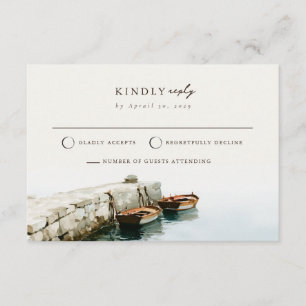 Amalfi-kust Visboot Strand Bruiloft RSVP Kaart