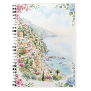 Amalfi-kust Watercolor Bloemen Notebook Notitieboek