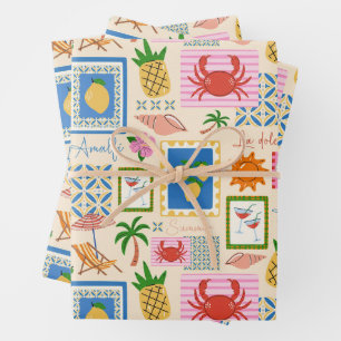 Amalfi-kust Zomer Mediterraan Patroon Inpakpapier Vel