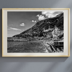 Amalfi-kust Zwart En Fotografie Poster