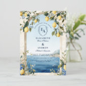 Amalfi Lemon Italiaanse kust bruiloft Kaart (Staand voorkant)