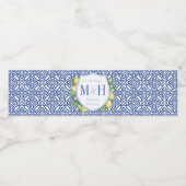 Amalfi Lemons Blue en White Tegels Weddenschap Waterfles Etiket (Enkel label)