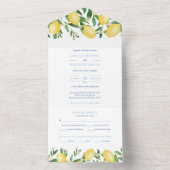 Amalfi Lemons  Blue White Tegels Weddenschap All In One Uitnodiging (Binnen)