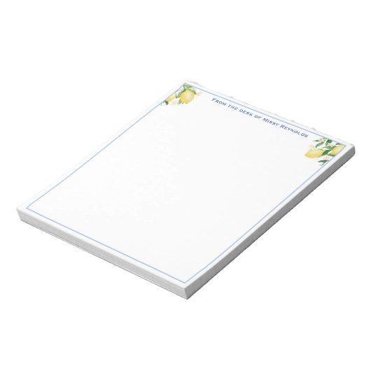 Amalfi Lemons Powder Blue Personalized Notepad Notitieblok (Gedraaid)