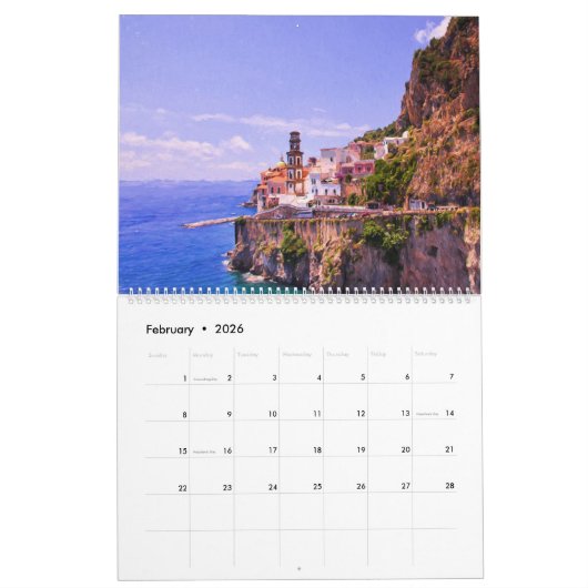 Amalfi, Positano Calendrier Mur Grand (Feb 2026)