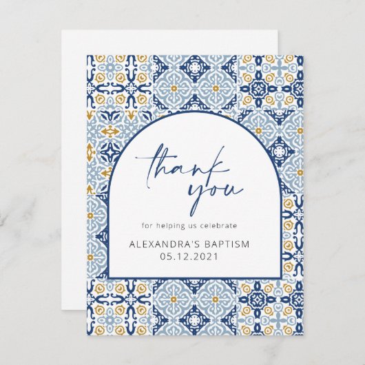 Amalfi Positano Mediterranean Blue Tile Bedankkaart (Voorkant / Achterkant)