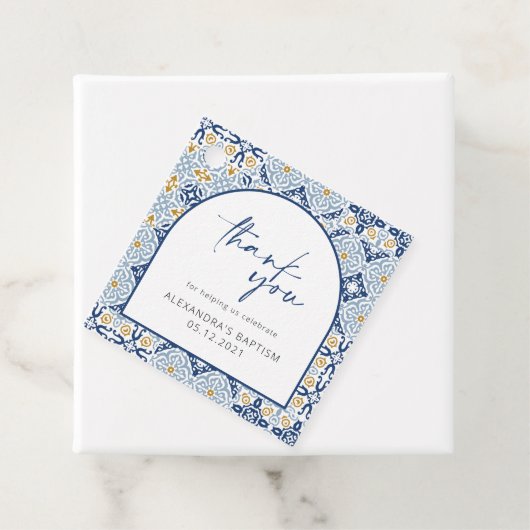 Amalfi Positano Mediterranean Blue Tile Dank u Bedankjes Labels (In situ)