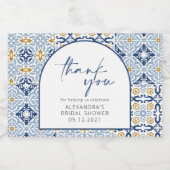 Amalfi Positano Mediterranean Blue Tile Dank u Sparkling Wijnetiket (Enkel label)