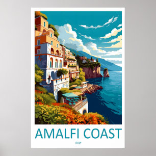 Amalfi Poster Reizen Vintage Skigebied Nationaal
