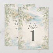 Amalfi Reverie Mediterranean Coastal Table Number Kaart (Voorkant / Achterkant)
