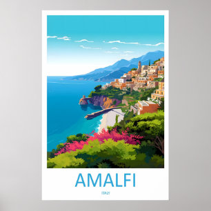 Amalfi Skiposter Nationaal Park Reis Vintage Poster