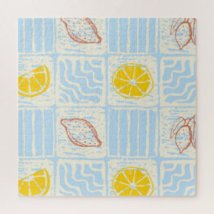 Amalfi stijl naadloos patroon met citroenen legpuzzel