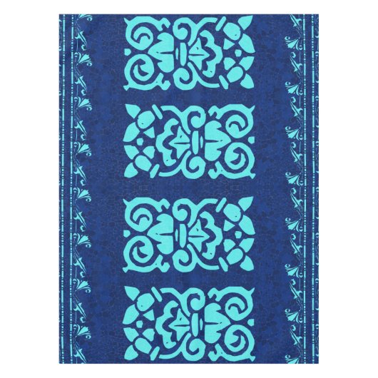Amalfi tafelkleed in blauw en turquoise (Voorkant)