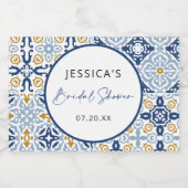 Amalfi Tile Blue Yellow Vrijgezellenfeest Sparkling Wijnetiket (Enkel label)