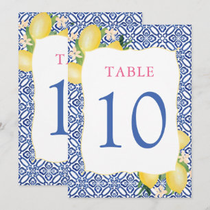 Amalfi Waterverf Citroenblauw Tegel 5x7 Tafelnumme Kaart