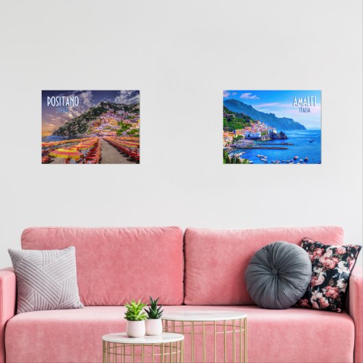 Amalfikust en Positano Italië Reisposter Muurkunst Sets (Woonkamer)