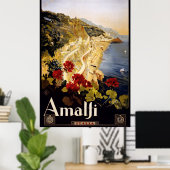 Amalie coastline Italy vintage travel poster (Bureau à domicile)