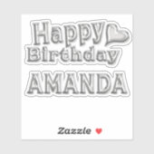 Amanda Happy Birthday silver Aufkleber Sticker (Vel)