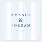 Amanda & Jordan Minimalist Blue Stripes Vierkante Sticker (Voorkant)