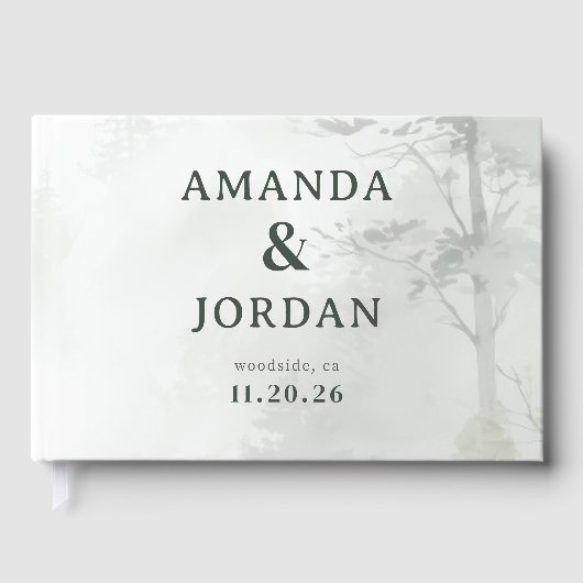 Amanda & Jordan Serene White Minimalist Gastenboek (Voorkant)