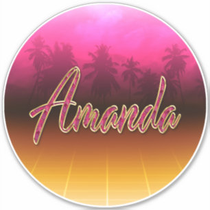 Amanda Prénom Golden Pink Autocollants