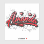 Amanda red Heart Graffiti Aufkleber Sticker (Vel)