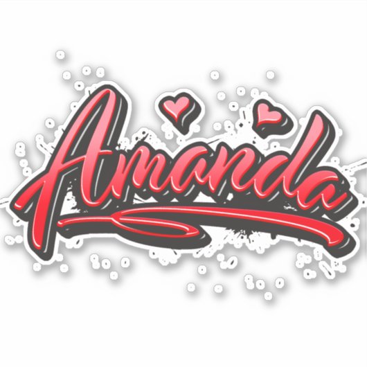 Amanda red Heart Graffiti Aufkleber Sticker (Voorkant)