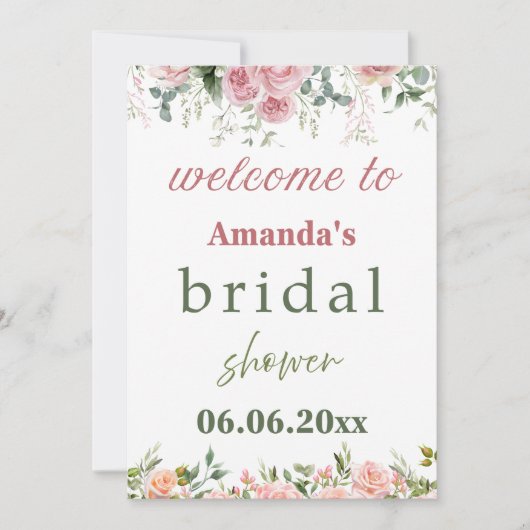 Amanda's bruidsdouche Invitation Kaart - Elegant F (Voorkant)