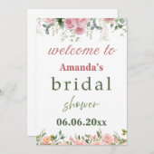 Amanda's bruidsdouche Invitation Kaart - Elegant F (Voorkant / Achterkant)