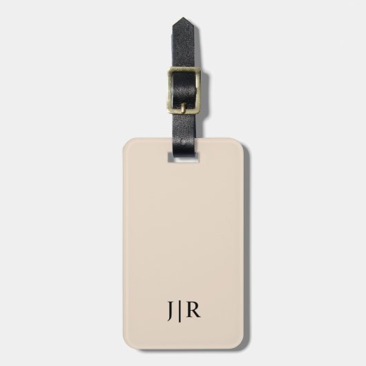 amandel en zwart in modern monogram bagagelabel (Voorkant verticaal)