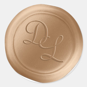 Amandelbeige 2-letterige Monogram Wax Seal Sticker