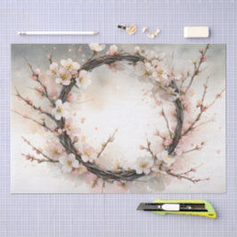 Amandelbloesem Bloemenkrans Aquarel Tissuepapier