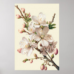 Amandelbloesems bloemenkunst Print Poster