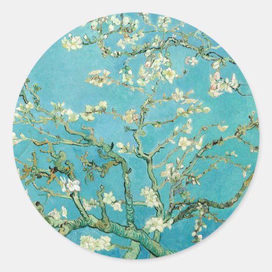 Amandelbloesems | Vincent van Gogh Ronde Sticker (Voorkant)