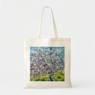 Amandelboombloesem gekleurd tekenstijlschilderij tote bag