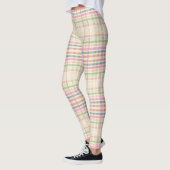 Amandelcrème Leggings met Pink Plaid (Links)