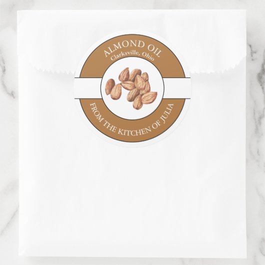 Amandelolielabel Ronde Sticker (Tas)