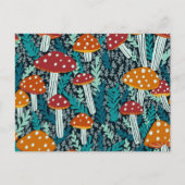 Amanita Magical Mushrooms Fern Forest Pattern Briefkaart (Voorkant)