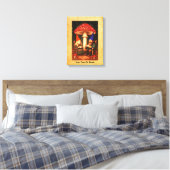 Amanita Mushroom en Gnomes Canvas Afdruk (Insitu (Slaapkamer))