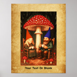 Amanita Mushroom en Gnomes Poster