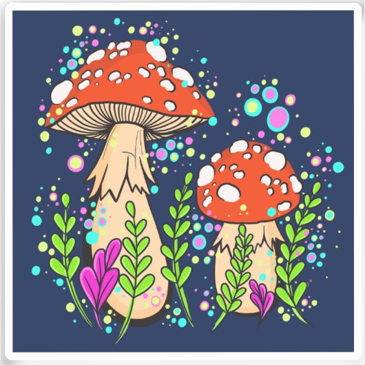 Amanita Mushrooms Vinyl Sticker (Voorkant)