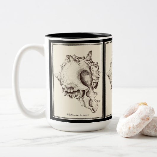 "Amant de Shell - tasse noire et blanche d'I" (Avec donut)
