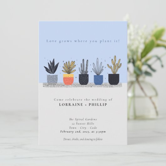 Amant plante de maison brillant faire-part de mari (Debout devant)