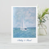 Amants sur un voilier - faire-part de mariage (Debout devant)