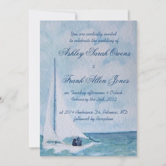 Amants sur un voilier - faire-part de mariage (Dos)