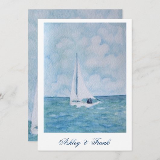 Amants sur un voilier - faire-part de mariage (Devant / Derrière)